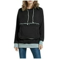 thumbnail image 4 of IROINNID Hoodie for Women Big Pocket Long Sleeve Hoodie Casual Fall Pullover Solid Basic Warm Tops,Black, 4 of 8