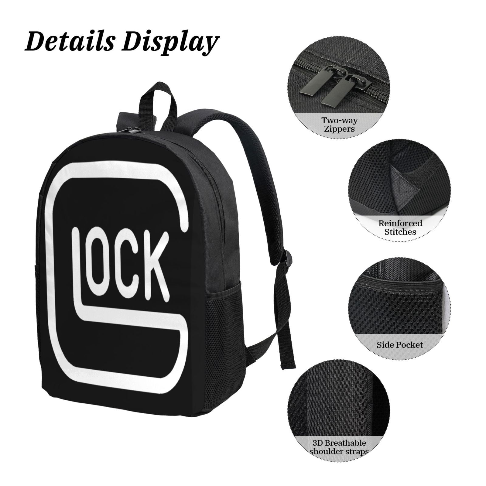 Glock Backpack Simple Lightweight Backpack Fashion Travel Backpack Laptop Backpack 17 Inch