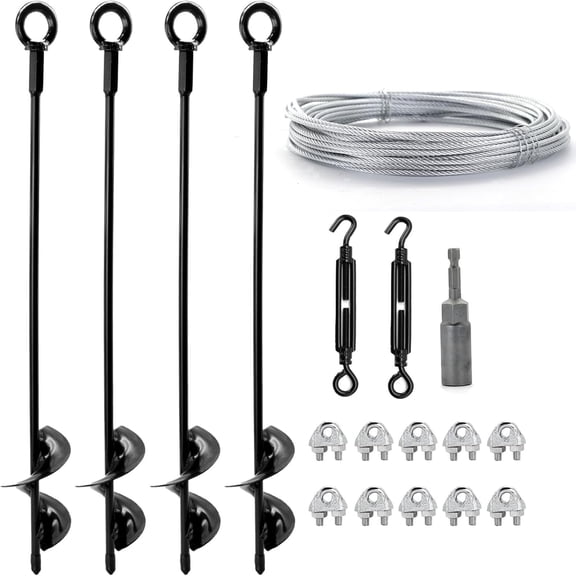 Tootaci Ground Anchors Screw in, 18'' Heavy Duty Trampoline Accessory Anchor Kit for Mobile Home, Carports, Swing Set, Sheds Against High Winds 4PCS