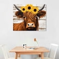 thumbnail image 2 of General Sunflower Highland Cow Wall Art: Funny Farm Animal Canvas Picture Painting, Rustic Farmhouse Artwork Decor Bathroom Decoration, Cute Brown Cattle Poster Print for Home Kitchen Bedroom 20x16in, 2 of 4