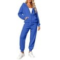 thumbnail image 2 of Szluipve 2 Piece Sets for Women 2 Piece Tracksuit Zip Up Hoodie Jacket Drawstring Jogger Pants Set Long Sleeve Casual Warm Loungewear Outfit for Daily Workout, 2 of 8