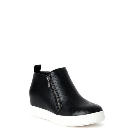 Time and Tru Women's Sneaker Wedge Bootie, Wide Width Available