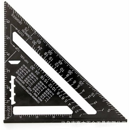 

17cm Triangle Protractor Aluminum Alloy Square Carpenter Triangle Metric Professional Carpentry Angle Ruler Triangular Ruler with Protractor Measuring Tool Black