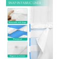 thumbnail image 3 of No Hook Shower Curtain with Snap-in Liner, Blue Striped Waterproof Fabric Bathroom Curtains, Modern Simple Monochrome Geometric White Bath Curtains & Mesh Top Window 72"x78" Long, 3 of 6