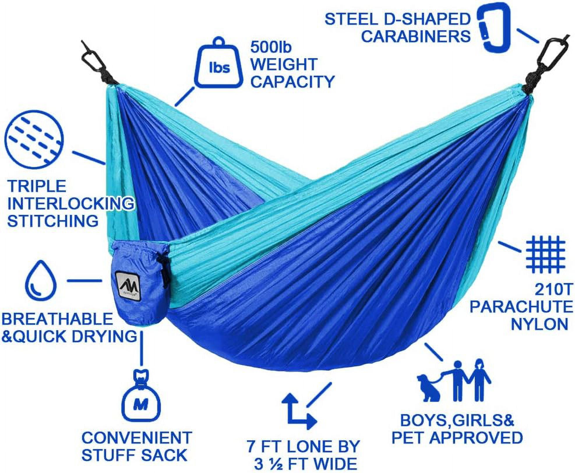 AyamayaKids Camping Hammocks, Small Camping Hammock for Boys Girls, Heavy Duty Durable Outdoor Hammocks Support 500Lbs