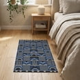 thumbnail image 3 of ODIKA 2'x3' Blue Navy Geometric Southwestern Block Washable Throw Rug Vintage Motif Design With Rainbow Arches for Hallway, Study Room, Non-Slip Low Profile, Flatwoven, 3 of 7