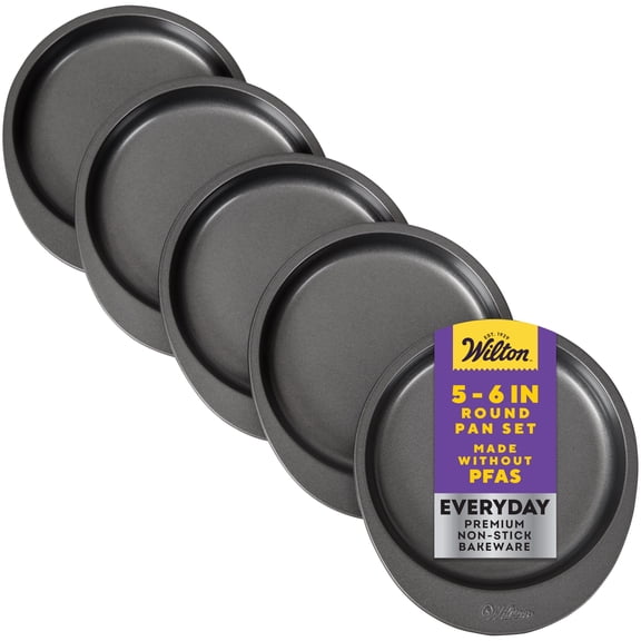 Wilton Easy Layers Non-Stick 5-Piece 6" Round Cake Pan Set Layer Cake Baking Pans