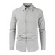thumbnail image 1 of Men's Loose Cotton Linen Solid Color Lapel Long Sleeve Casual Cotton Linen Shirt Top4XL, 1 of 3