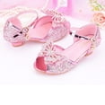 thumbnail image 4 of Generic Boys Shoes Children Shoes with Diamond Shiny Sandals Princess Shoes Bow High Heels Show for Fashion Birthday Dance Holiday Party Shoe(5-5.5 Years,Pink), 4 of 5