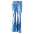thumbnail image 4 of REALiKUN Low Rise Ripped Bootcut Wide Leg Jeans for Women Stretchy Denim Pants, 4 of 6
