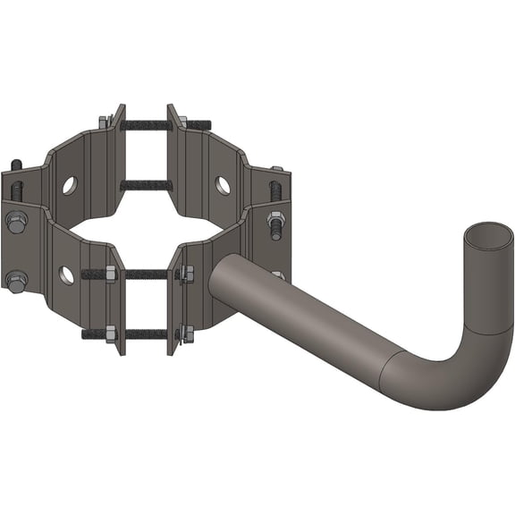 One-Arm Bronze Galvanized Steel Wrap Around Wood Pole Bracket, No-Drill Clamp Mount for 7–10 Inch Pole Lighting