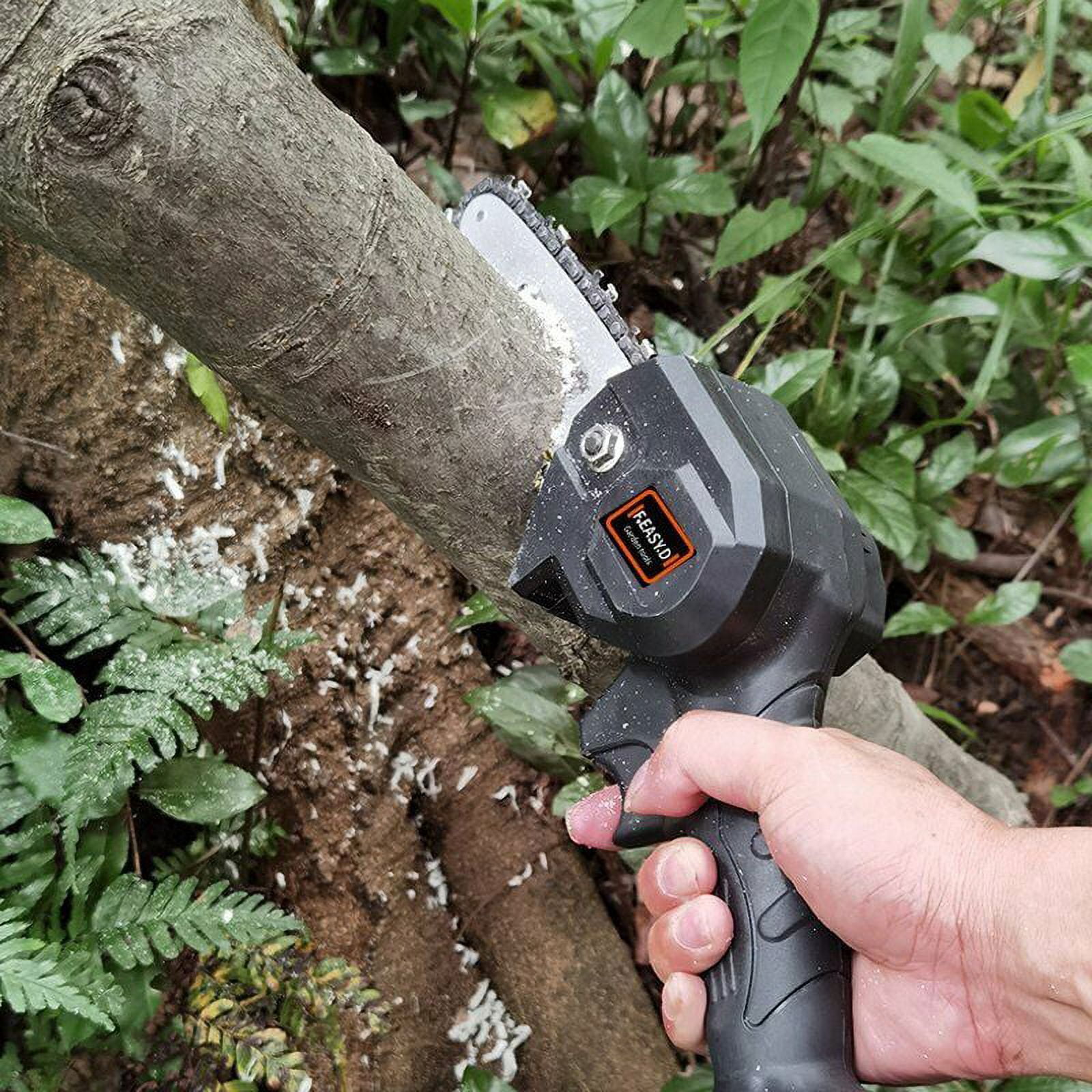 4-Inch Cordless Electric Chainsaw with Rechargeable Battery Portable Handheld Electric Saw for Tree Branch Wood Cutter