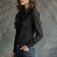 thumbnail image 6 of hoksml Women's Satin Collar Button Down Blouse Slim Fit Long Sleeve Wrinkle Resistant Office Casual Shirt, 6 of 6