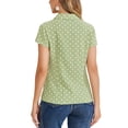 thumbnail image 3 of INSPIRE CHIC Women's Vintage Short Sleeve Tops Button Up Polka Dots Shirt M Green, 3 of 6