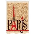 thumbnail image 1 of Vintage Stall Shower Curtain, Paris Vintage Floral French Eiffel Tower City Holiday Stylish Postcards Gifts, Fabric Bathroom Set with Hooks, 54W X 78L Inches, Red Brown Ecru, by Ambesonne, 1 of 1