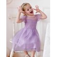 thumbnail image 6 of Arshiner Little Girl Dresses Contrast Mesh Ruffle Sleeve Birthday Holiday Princess Toddler Tulle Dress, 6 of 7