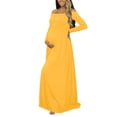 thumbnail image 3 of Conairie Maternity Dress for Baby Shower Long Sleeve off Shoulder Elegant Flowy Midi Dress Photoshoot Pregnancy Summer Wedding Dress Yellow XXL, 3 of 7