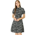 thumbnail image 1 of Unique Bargains Women's Boho Floral Button Front Short Sleeve Flare Knee Length Dress, 1 of 6