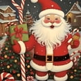 thumbnail image 6 of WYYP Santa Candy Cane Merry Christmas Round Tablecloth Full Width Single-Sided Printing 100% Polyester Fiber Great for Home Kitchen/Parties/Holiday Dinner White, 6 of 8