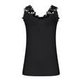 thumbnail image 3 of Bigersell Lace Tank Tops Women V-Neck Sleeveless T-Shirts Solid Color Lace Patchwork Camisole Summer T-Shirts, T-13, Black, XL, 3 of 5