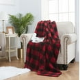 thumbnail image 5 of ELLE Home Red, Black Plaid Flannel Throw, 70" x 50", 5 of 6