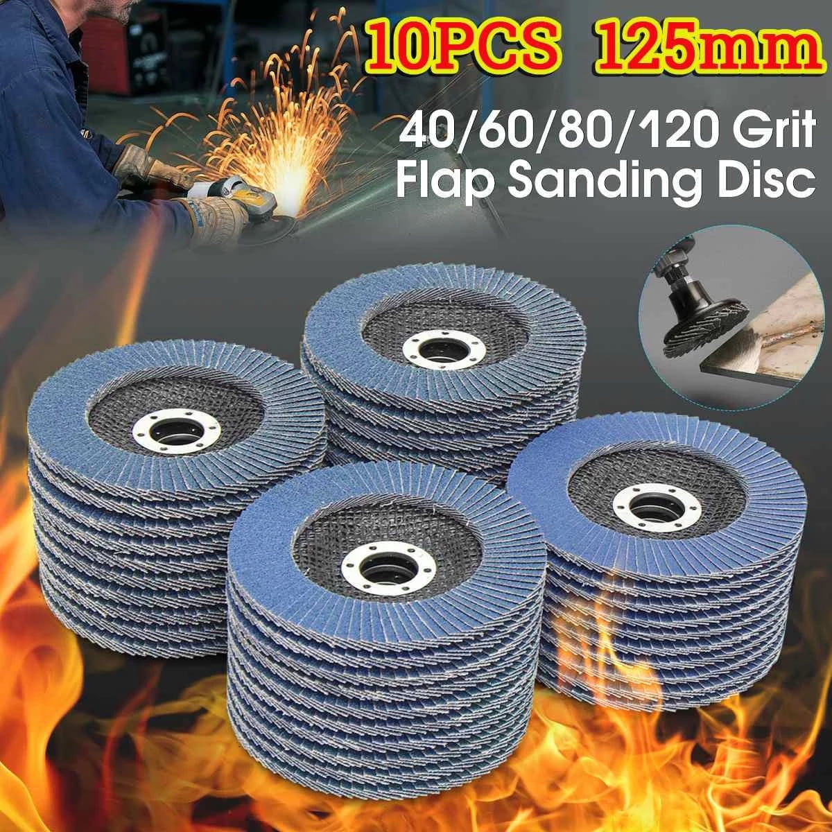 10Pcs Flap Discs 80 Grit Angle Grinder 4 Inch 100mm Flat Sanding Grinding Pad 