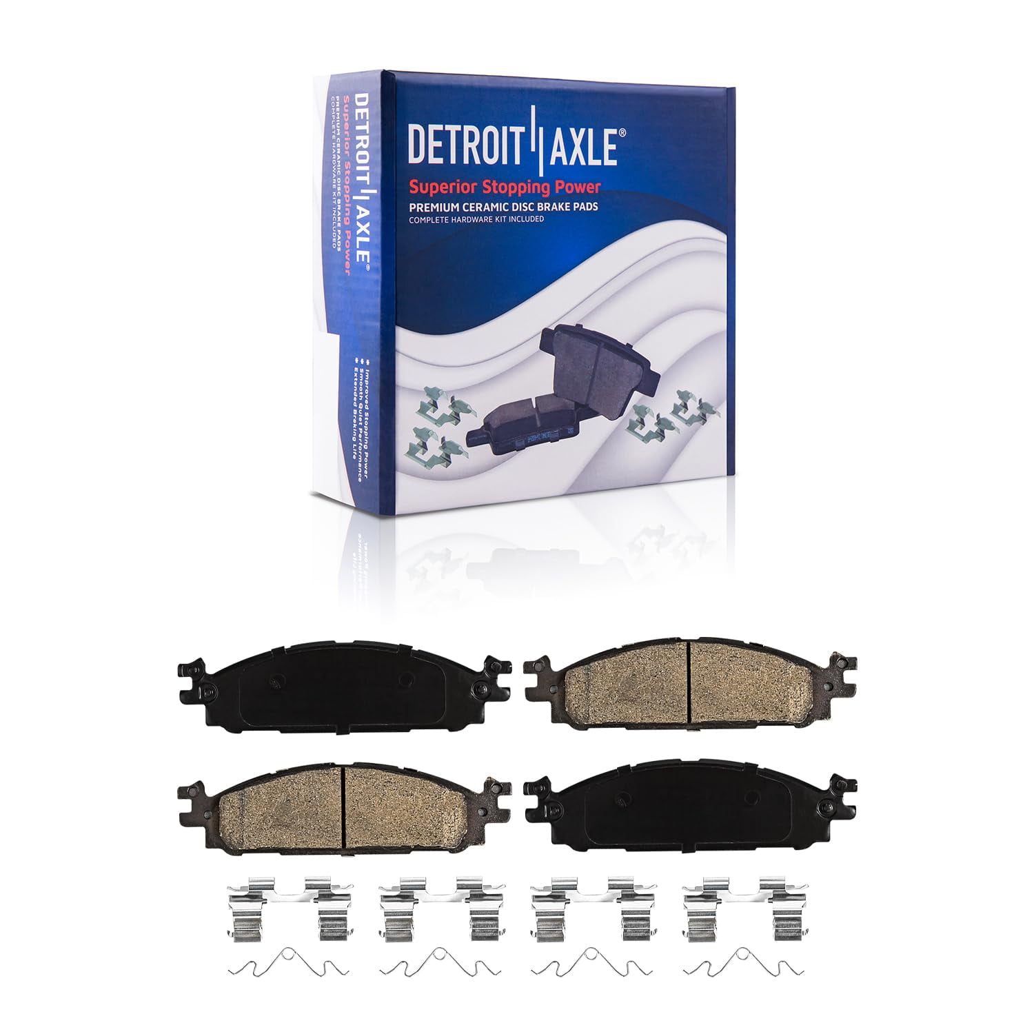 Detroit Axle - Brake Kit for 2011-2019 Ford Explorer Taurus, 2012-2019 Flex, 2011-2012 Lincoln MKS, Drilled Slotted Disc Brake Rotors Ceramic Brake Pads: 12.80" Front and 12.99" Rear Rotor