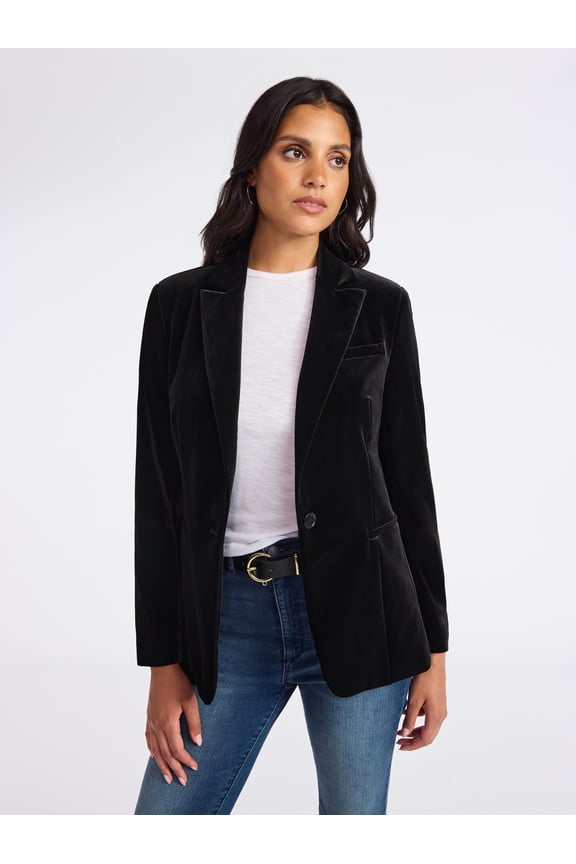 Sofia by Sofia Vergara Women's and Women's Plus Size Single Breasted Velvet Blazer, Sizes XS-4X