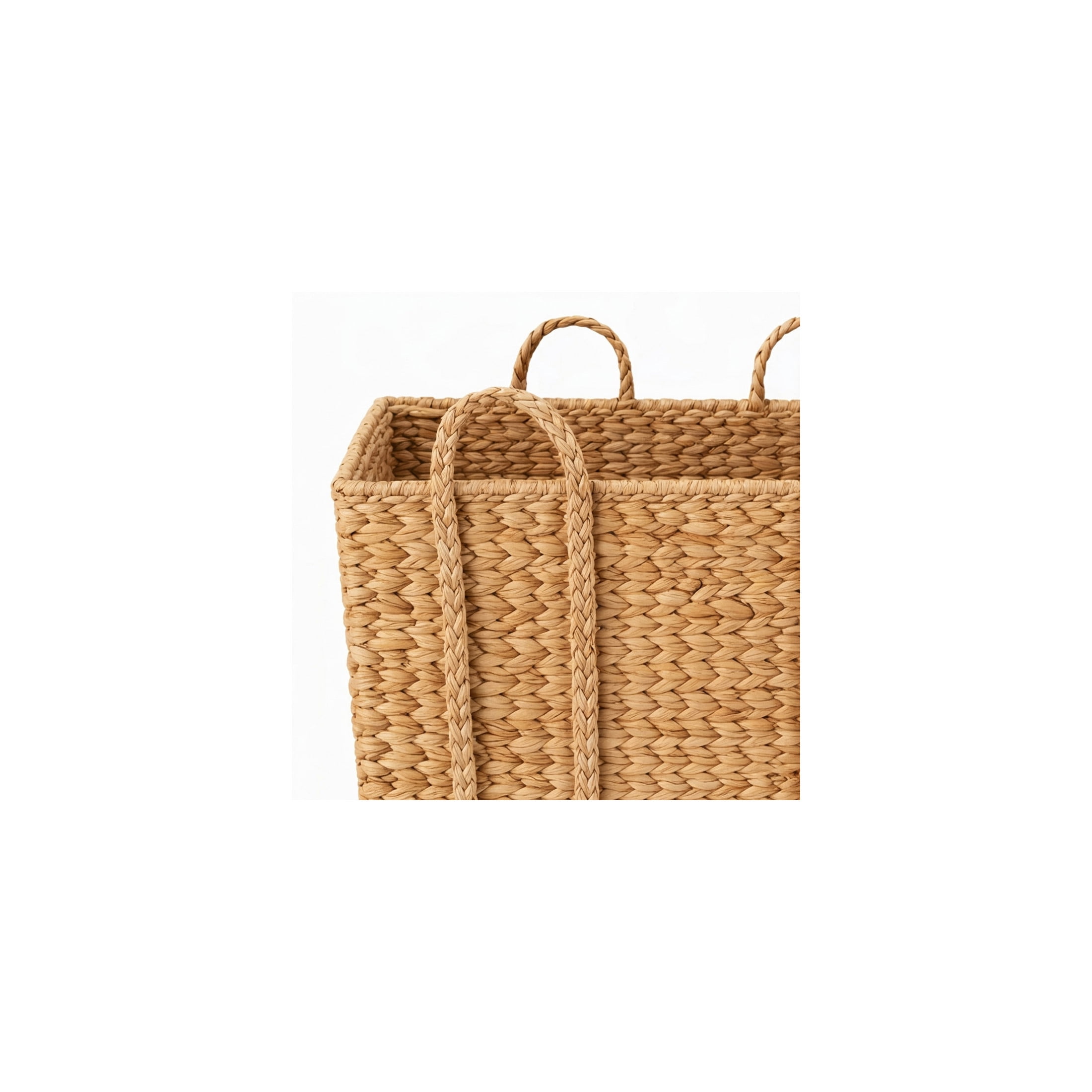DecMode 20" x 16" Brown Seagrass Handmade Woven Storage Basket with Braided Handles, 1-Piece