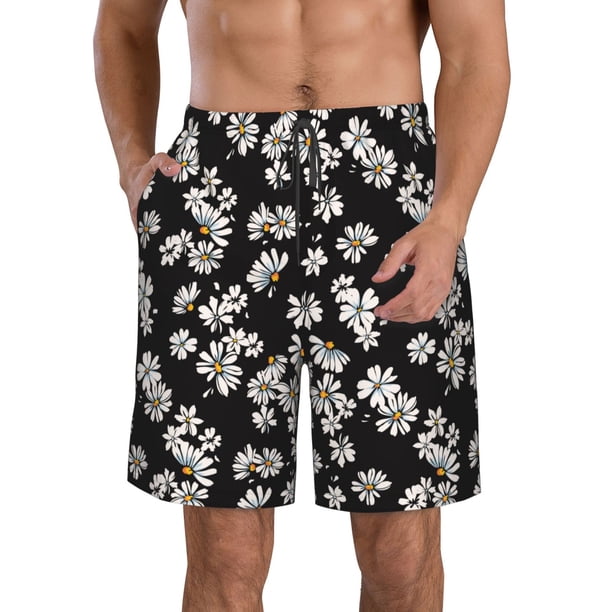 Balery Daisies Flowers Traje de Baño Estilo Hawaiano para Hombre, Shorts de Secado Rápido con Bolsillos-X-Large