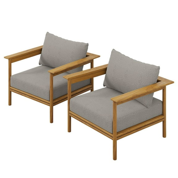 Modway Wren Outdoor Patio Teak Wood ArmchairSet of 2 in Natural Driftwood