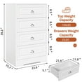 thumbnail image 4 of Walsunny 4 Drawer White Vertical Dresser Modern Storage Cabinet with Handle-Drawer Chest Wood Organizer for Living Room, 4 of 8