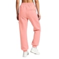 thumbnail image 6 of Women's Solid Color Jogger Pants, Elastic Drawstring Waist Casual Long Trousers with Dual Side Pockets, Comfort Loose Fit Bottoms for Sports and Daily Wear Pink L(L), 6 of 7