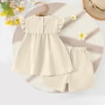thumbnail image 4 of Toddler Girls Summer Short Sets Cotton Outfits Short Ruffle Cap Sleeve Tees T-Shirt Tank Tops + Shorts 2PC Sets White 2-3 Years, 4 of 6