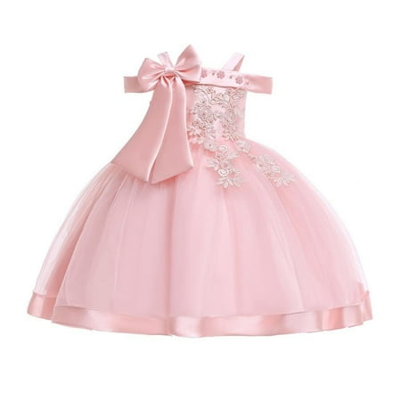 

Promotion!Elegant Princess Dress Girls For Kids Children One-shoulder Ball Gown Dress Party Wedding Birthday Big Bowknot Applique Dresses