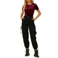 thumbnail image 2 of INSPIRE CHIC Women's Party Velvet Shirt Crew Neck Short Sleeve Casual T-Shirt M Burgundy, 2 of 8