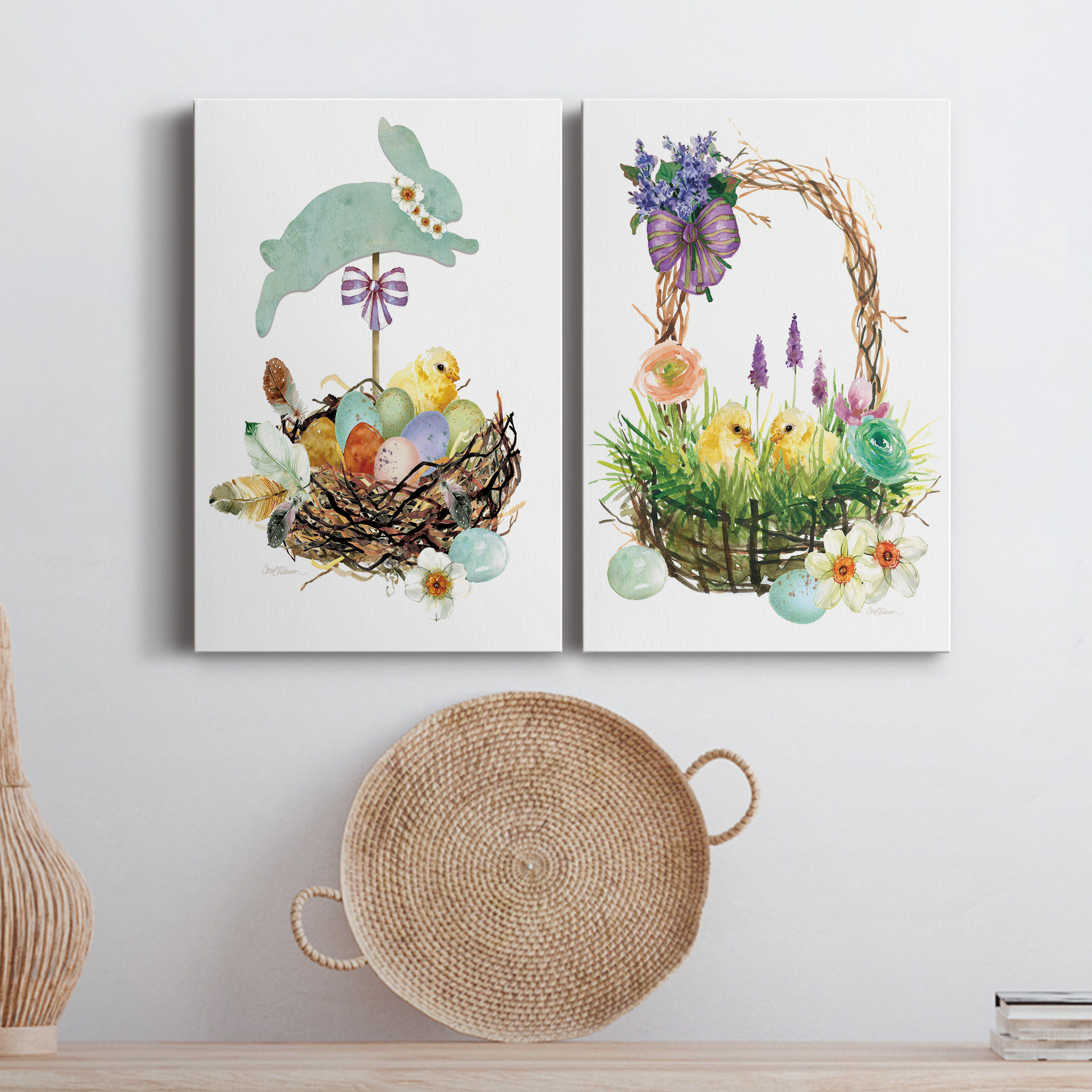 Bunny Hop Premium Gallery Wrapped Canvas - Ready to Hang - Set of 2 - 40 x 60 Each
