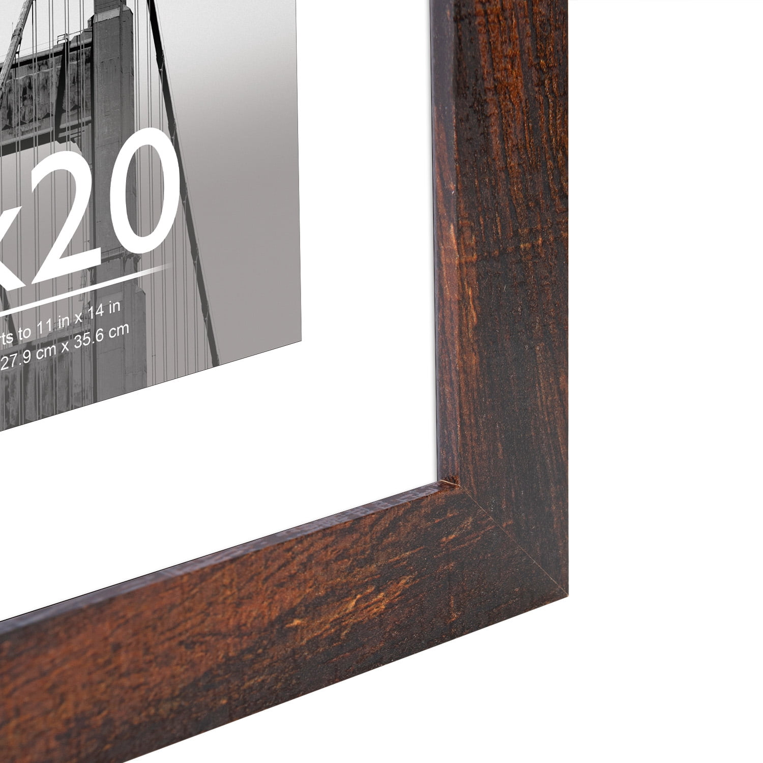 Meframe 3PACK 16x20 Wooden Picture Frame Set, Matted to 11x14 Wall Poster Frame, Brown