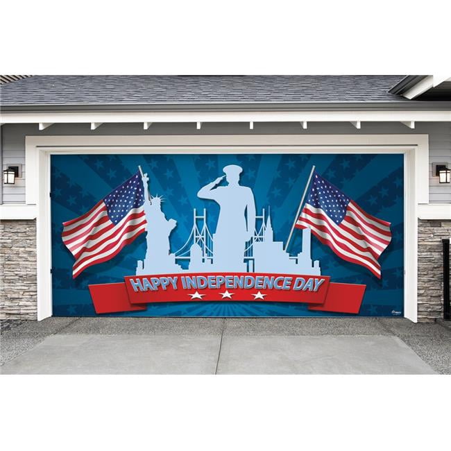 My Door Decor 285905PATR-003 7 x16 ft. Happy Independence Day Outdoor Patriotic Door Mural Sign 