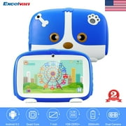 Excelvan Q738 7 inch Kids Tablets 1GB RAM 16GB ROM Android 9.0 Kid-Proof Case Dual Camera WiFi USB,Blue