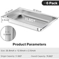 thumbnail image 6 of OSTBA 6 Pack Hotel Pans, 1/1 Size 2.5" Deep Stainless Steel Steam Table Pan Full Size, 20.8" L x 12.8" W Anti Jam Buffet Pan for Home, Party, Restaurant, Hotel, Buffet, 6 of 7