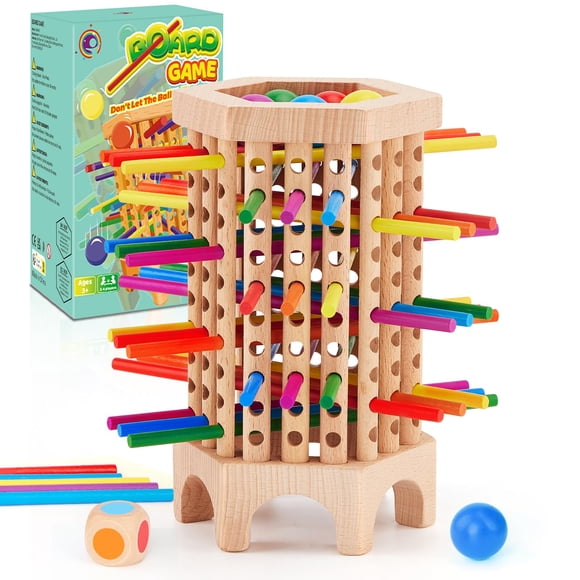 Juego de mesa de madera Montessori Kerplunk con 36 palitos de colores