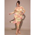 thumbnail image 3 of Yellow Plus Size Womens Floral Print Ruched Square Neck Long Sleeve Maxi Dress With Ruffle Hem, 3 of 7