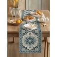 thumbnail image 3 of Boho Short Table Runner 36 Inches Long,Traditional Abstract Ethnic Floral Pattern Cotton Linen Table Runners Dresser Scarves,Fabric Tabletop Scarf Furniture Cover for Home Dinner Party Decor 13"x36", 3 of 9