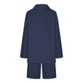 thumbnail image 5 of Scyoekwg Blazer Sets Women 2 Piece Outfits Business Office Work Two Piece Sets Long Sleeve Tops Shorts Sweatsuit Casual Matching Outfits Fashion Outfits Sets (Navy,M), 5 of 6