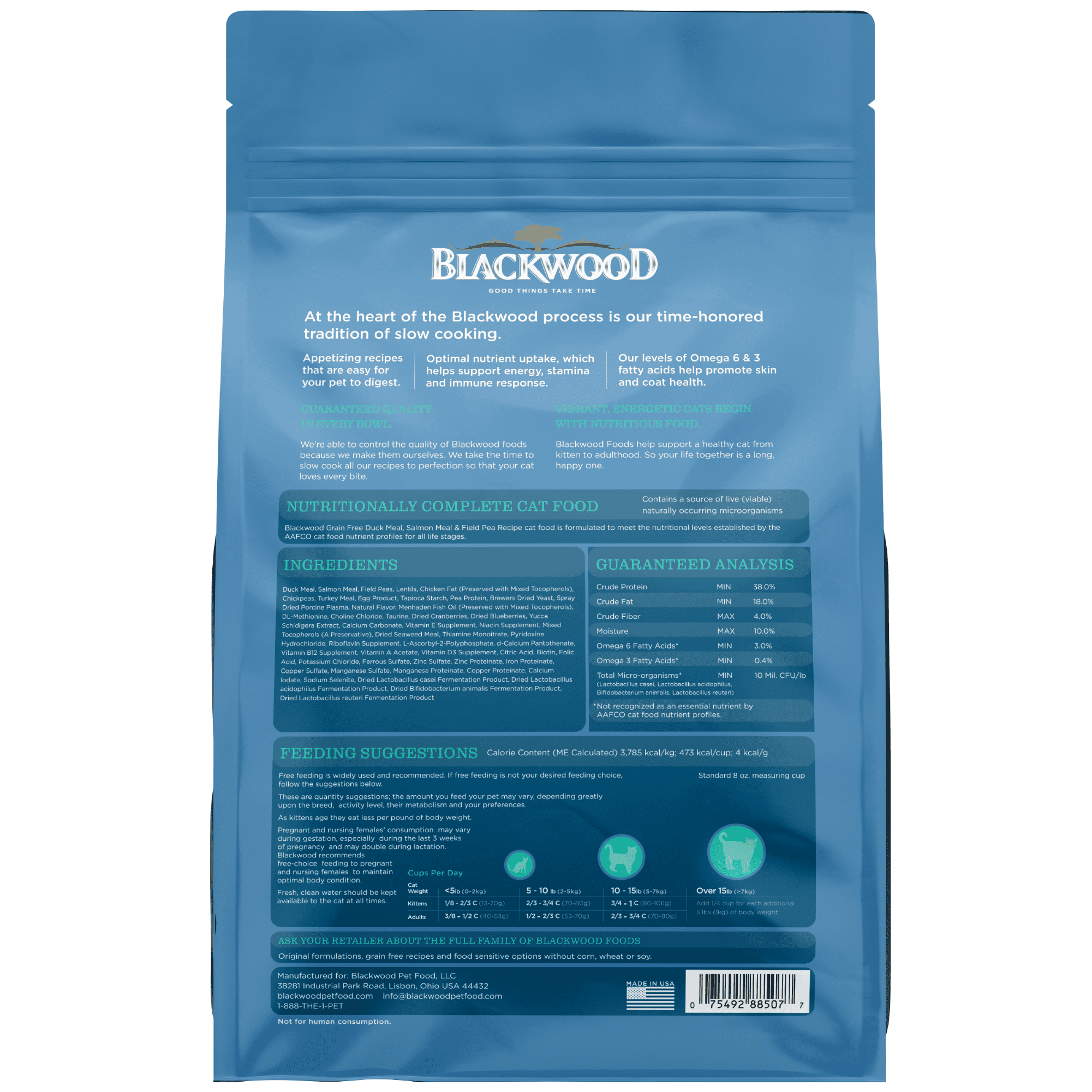 Blackwood Grain Free Cat Food Duck Meal, Salmon Meal & Field Pea 13.2 lb.