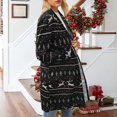 thumbnail image 4 of Cárdigan largo de Navidad para mujer, estampado de copos de nieve, manga larga, cárdigan abierto holgado a la moda para mujer, para otoño, Navidad, negro, XL, 4 of 6