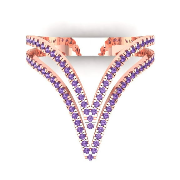 0.525 ct Round Cut Simulated Alexandrite Statement 14K Rose Gold Womens Engagement Ring