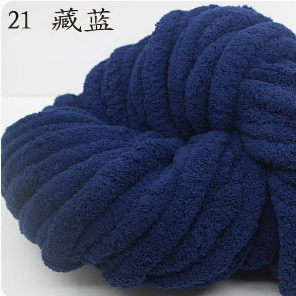 Namzi 500g Chenille Yarn Chunky Blanket Yarn, Soft Wool Crochet Yarn for Crafts, Extra Thick for Blankets Beginners,Navy Bule