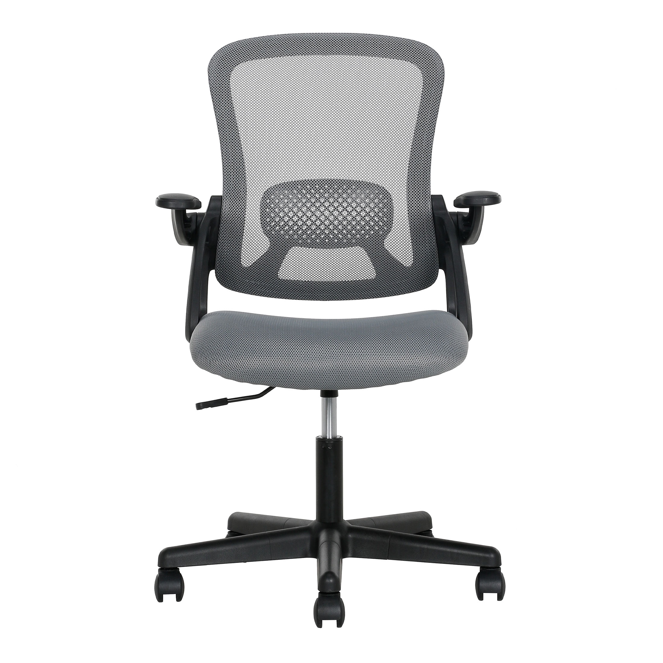 Mainstays Ergonomic Mesh Back Office Chair with Flip Up Arms for Adults, Grey Fabric, 275lb